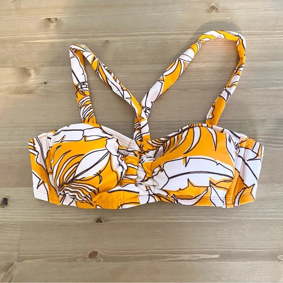 Sz. XS Target Kona SOL Sunshine Yellow White Bandeau bikini Top NWOT (OO12) - Picture 1 of 9